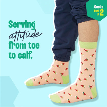 Foodgasm! Unisex Socks, 100% Organic Cotton, Crew Length, Pack of 2