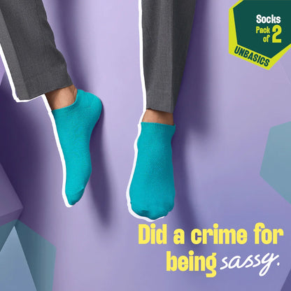 Feeling Blue! Unisex Socks, 100% Organic Cotton, Ankle Length, Pack of 2