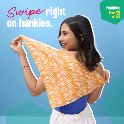 Summer Vibes! Unisex Hankies, 100% Organic Cotton, Pack of 3