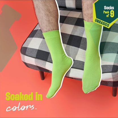 Pastel Spring! Unisex Socks, 100% Organic Cotton, Crew Length, Pack of 9