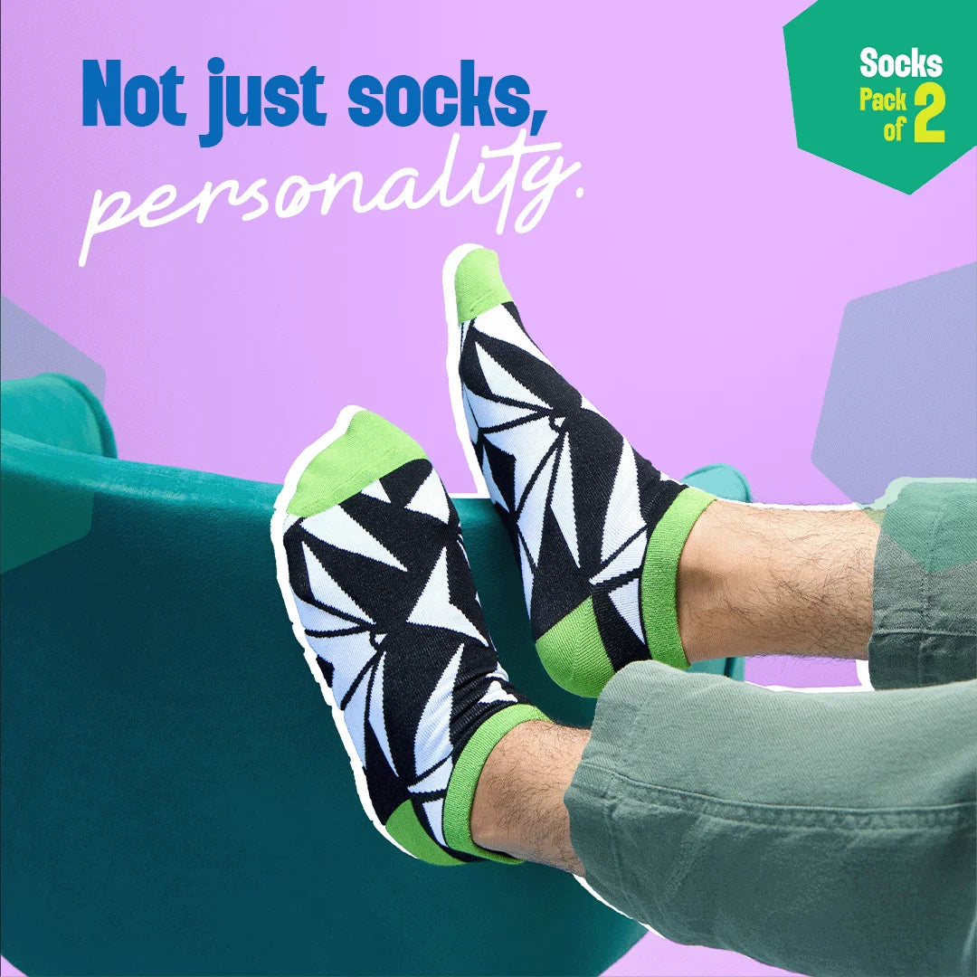 In Great Shapes! Unisex Socks, 100% Bamboo Made, Ankle Length, Pack of 2