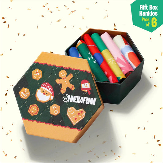 Ginger Bread! Unisex Hankies, 100% Organic Cotton, Gift Box of 6