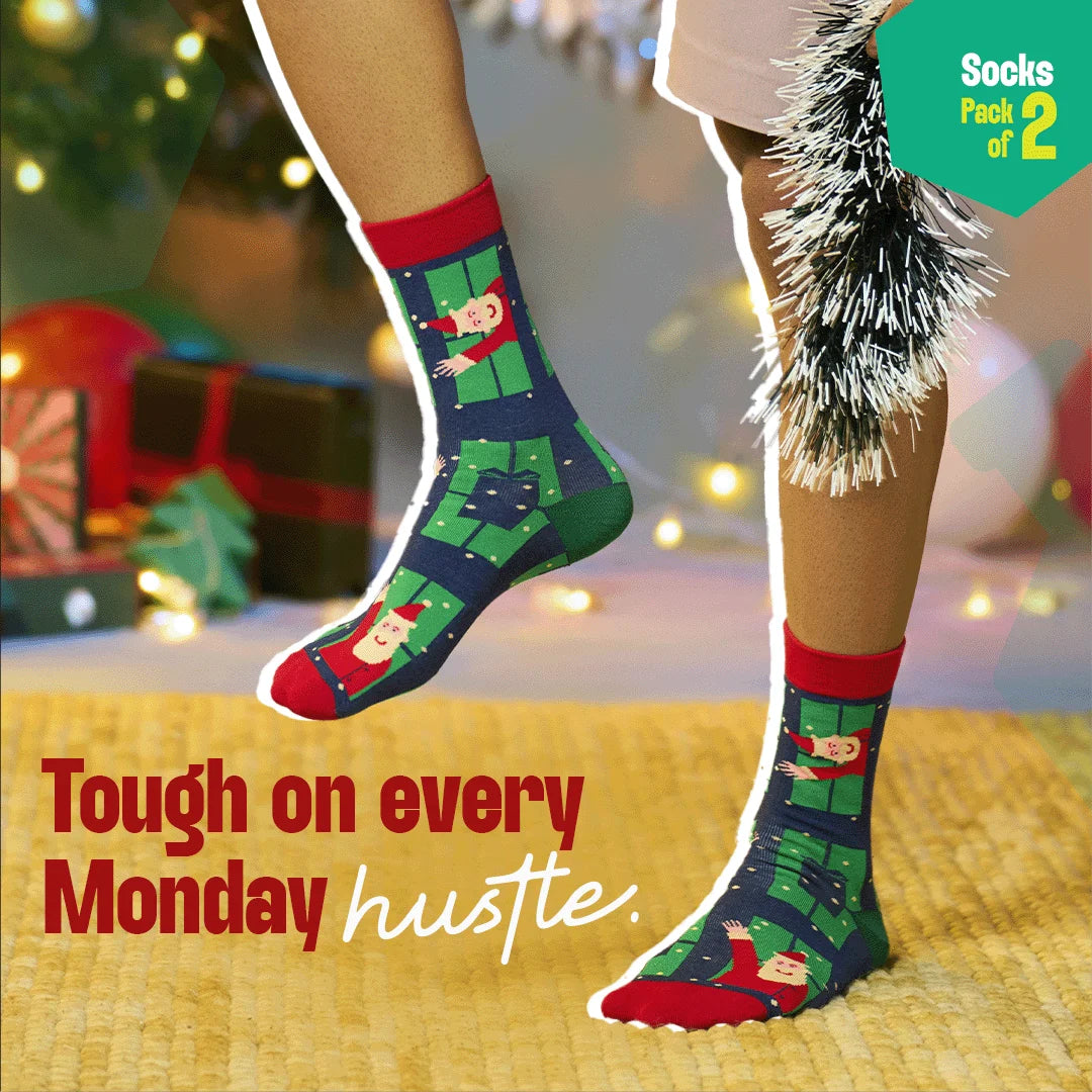 X'mas-Duo! Unisex Socks, 100% Organic Cotton, Crew Length, Pack of 2