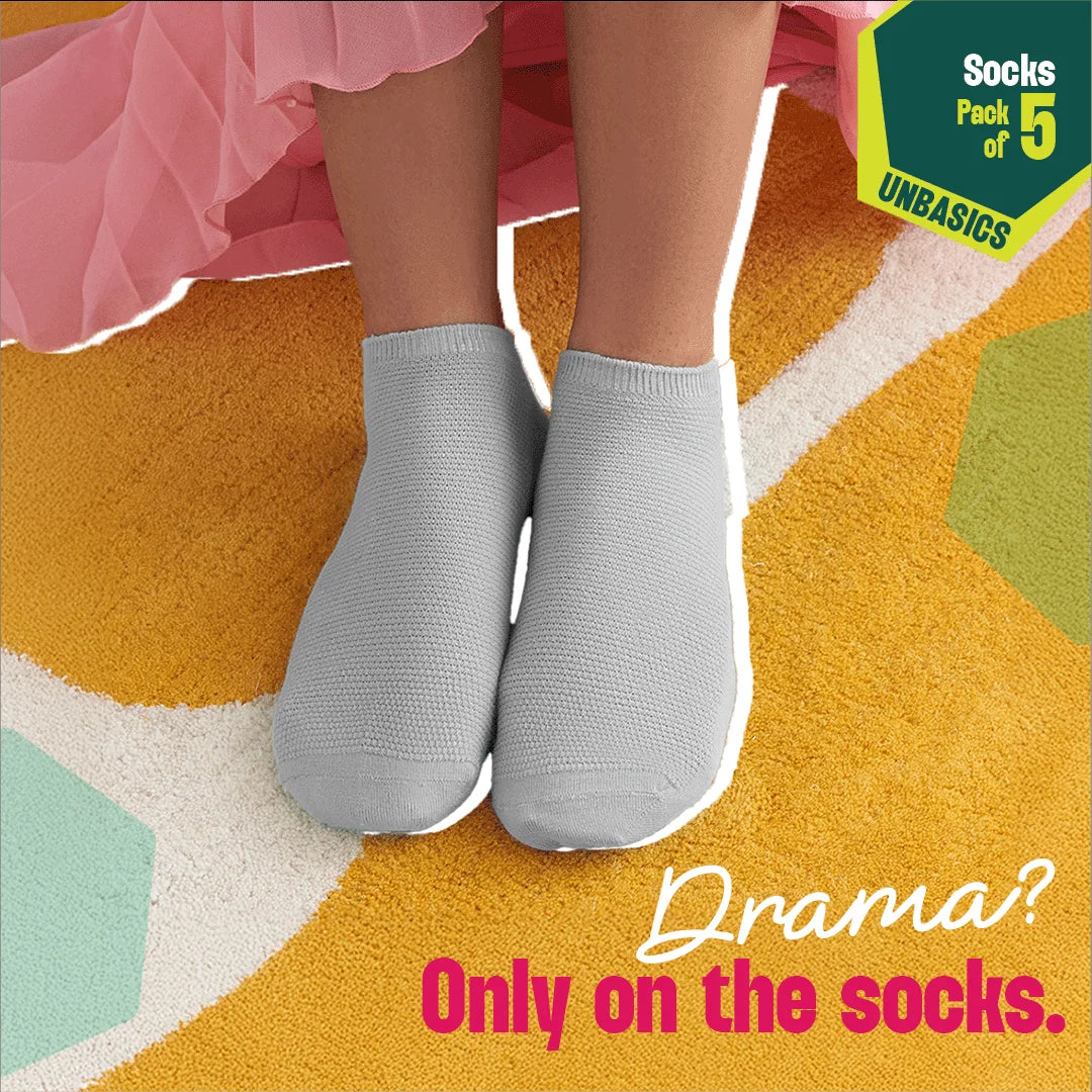Pastel Palette! Unisex Socks, 100% Organic Cotton, Ankle Length, Pack of 5