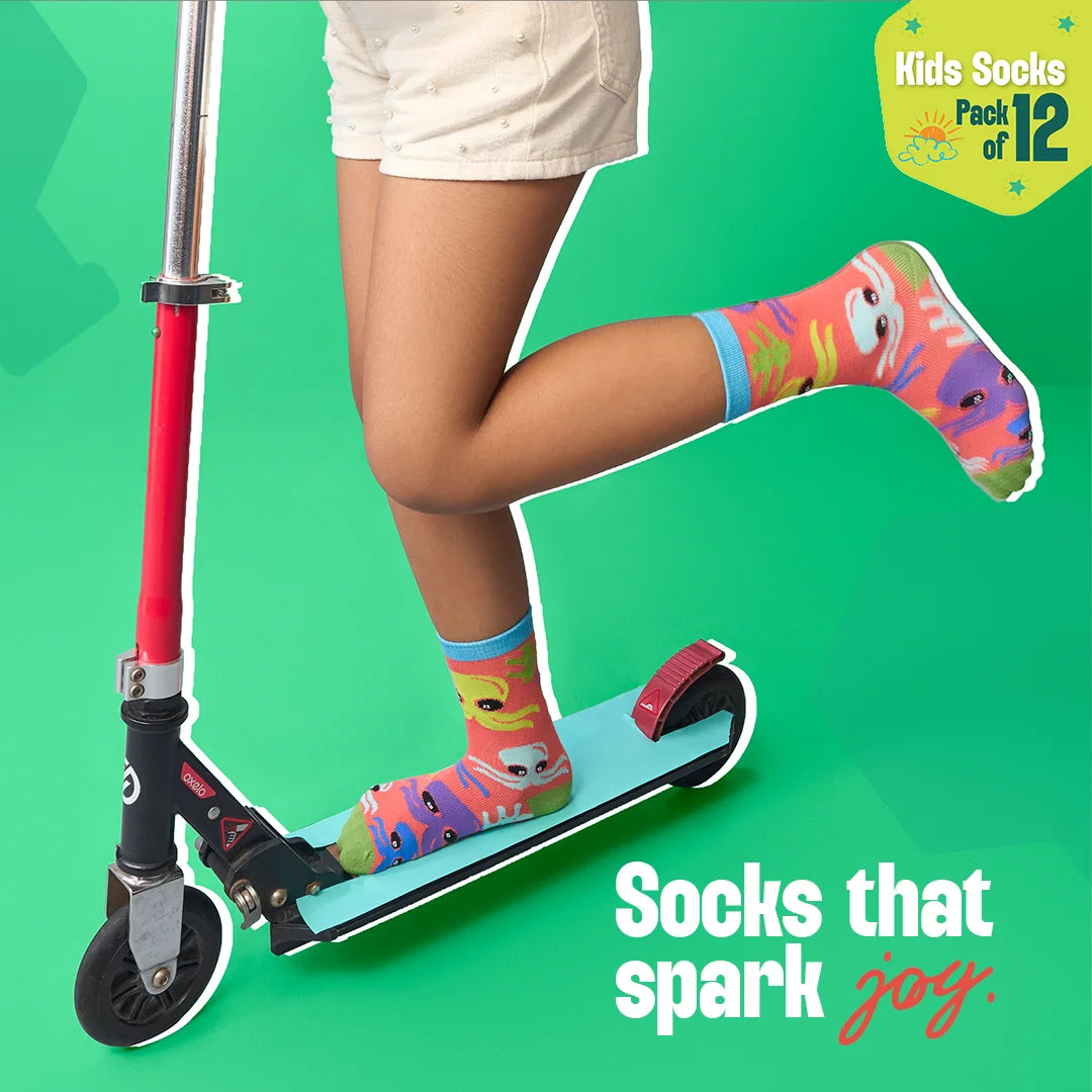 Twinkle Toes! Unisex Kid's Socks, 100% Bamboo, Crew Length, Pack of 12