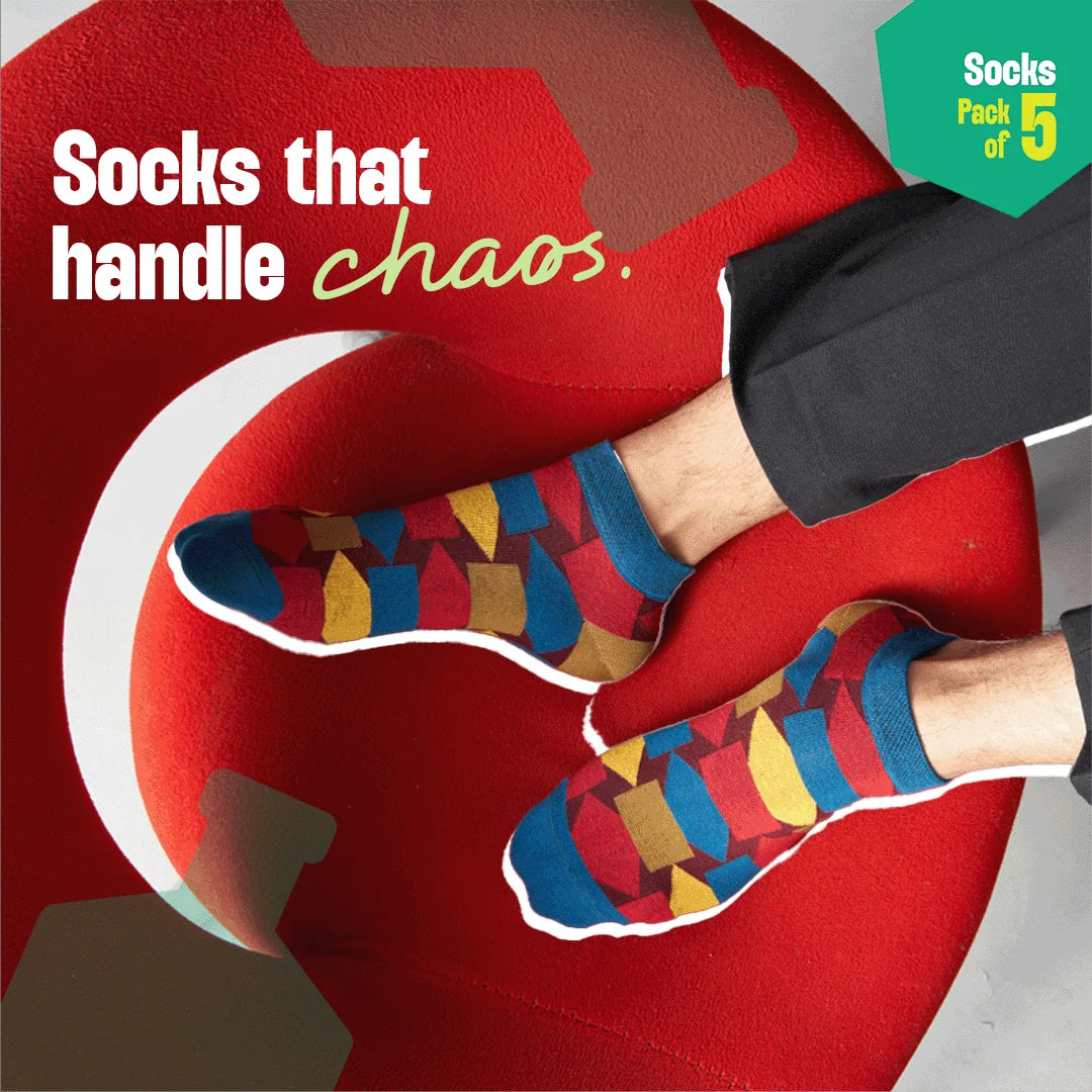 Geometry Class! Unisex Socks, 100% Organic Cotton, Ankle Length, Pack of 5