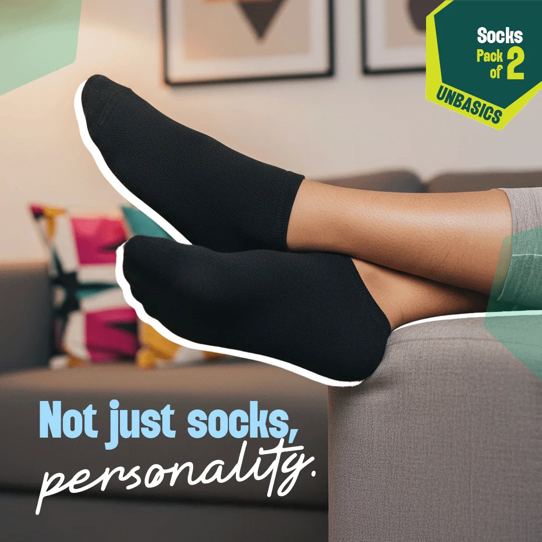 Black Spade! Unisex Socks, 100% Organic Cotton, Ankle Length, Pack of 2