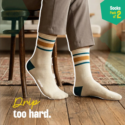 Classic Cool! Unisex Socks, 100% Bamboo, Crew Length, Pack of 2