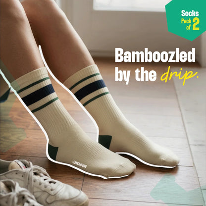 Band-Width! Unisex Socks, 100% Bamboo, Crew Length, Pack of 2