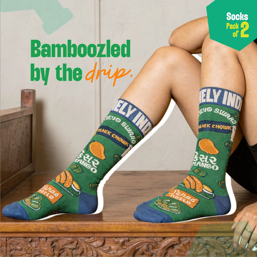 Jalsa Night! Unisex Socks, 100% Bamboo Made, Crew Length, Pack of 2