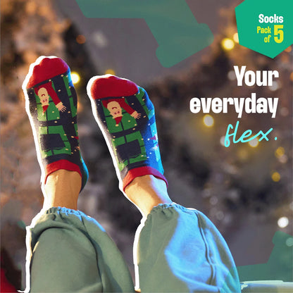 It’s So Festive! Unisex Socks, 100% Organic Cotton, Ankle Length, Pack of 5