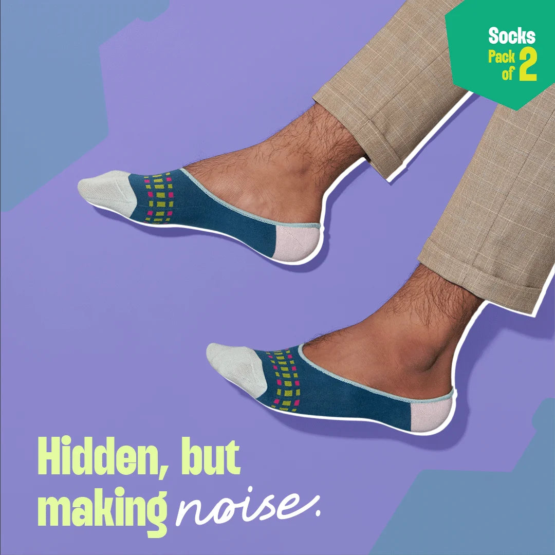 Stenciled! Unisex Socks, 100% Organic Cotton, No Show, Pack of 2