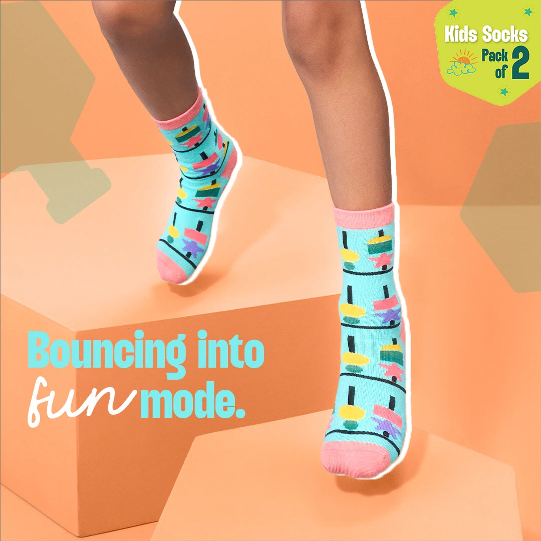Crazy Patterns! Unisex Kid's Socks, 100% Bamboo, Crew Length, Pack of 2
