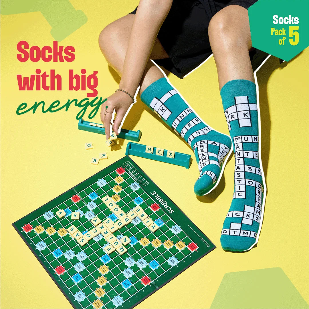 Power Up! Unisex Socks, 100% Bamboo, Crew Length, Pack of 5