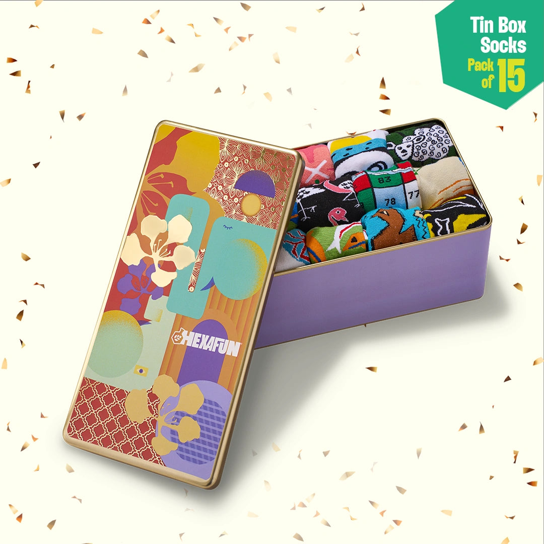 Floral Bloom! Tin Gift Box, Unisex Crew Length, 100% Bamboo, Box Of 15
