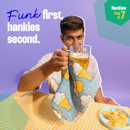 Happy Hour! Unisex Hankies, 100% Organic Cotton, Pack of 7