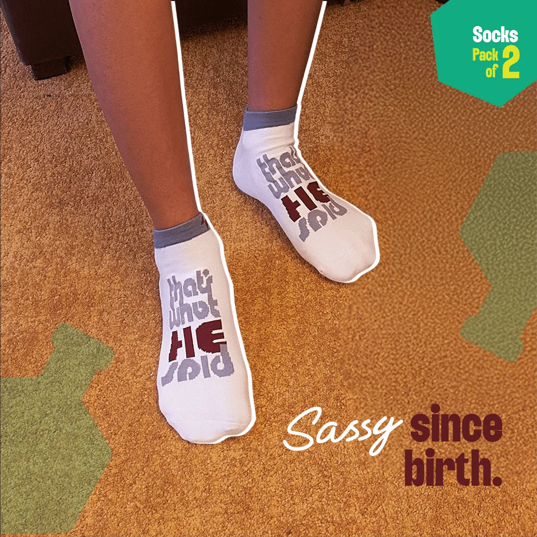 What They Said! Unisex Socks, 100% Organic Cotton, Ankle Length, Pack of 2