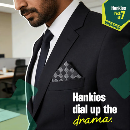 Boardroom Basics! Unisex Hankies, 100% Organic Cotton, Pack of 7