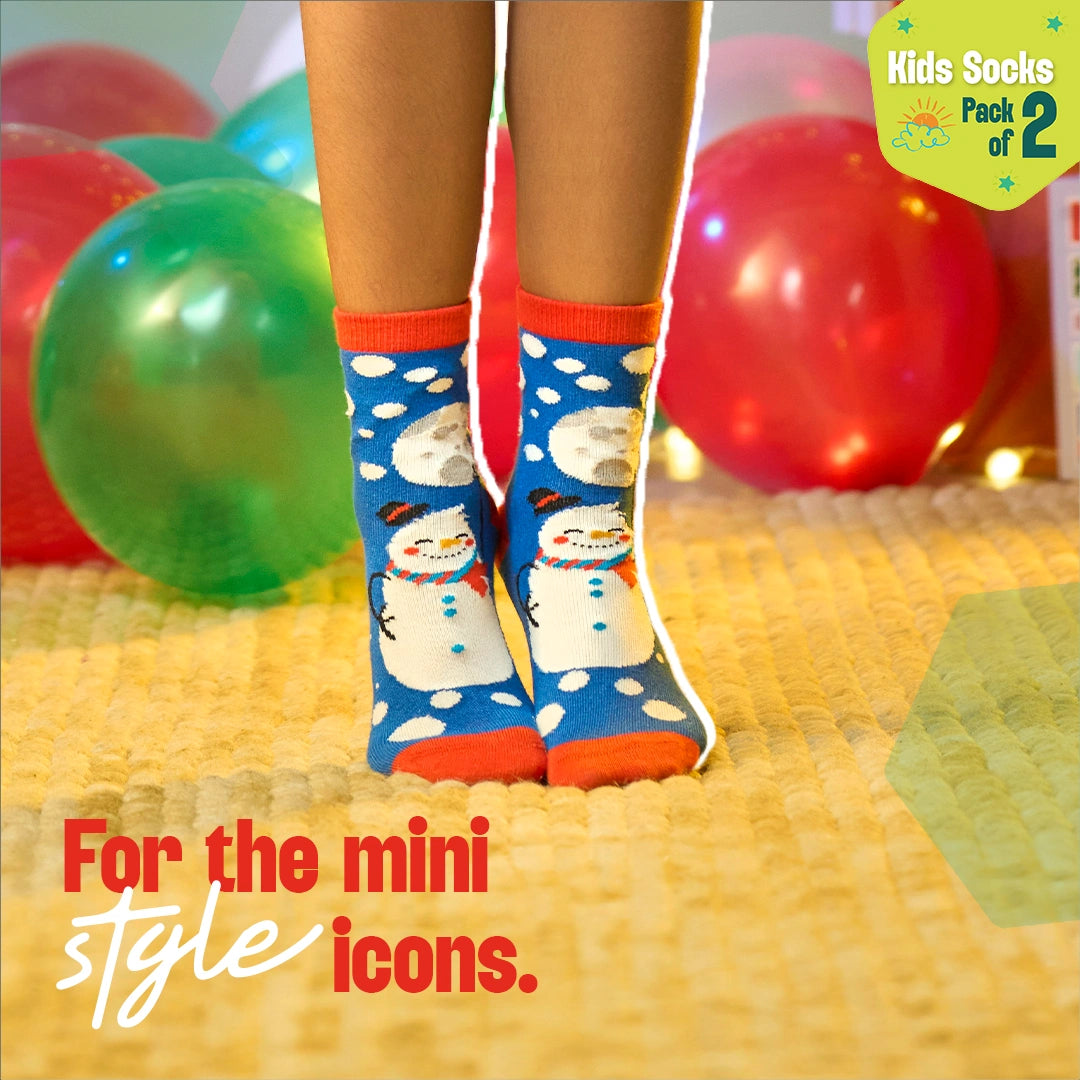 Jingle All The Way! Unisex Kid's Socks, 100% Bamboo, Crew Length, Pack of 2