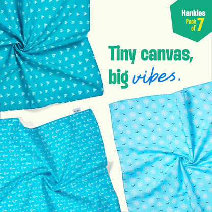 Vitamin Sea! Large Unisex Hankies, 100% Organic Cotton, Pack of 7