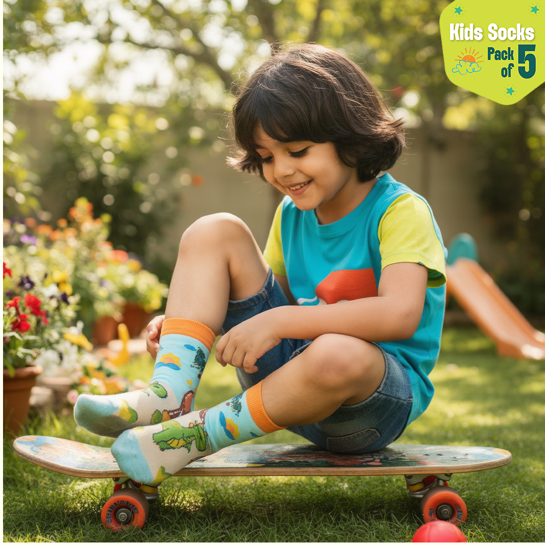 Zoo-manji! Unisex Kid's Socks, 100% Bamboo, Crew Length, Pack of 5