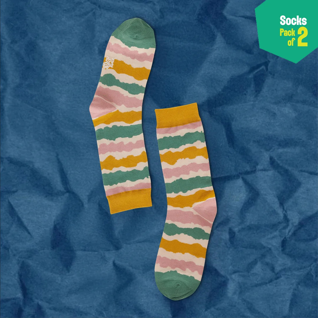 Fun Duo! Unisex Socks, 100% Organic Cotton, Crew Length, Pack of 2