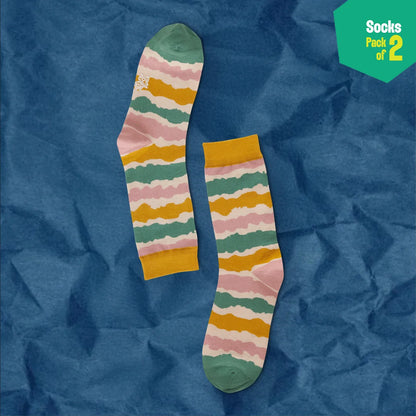 Fun Duo! Unisex Socks, 100% Organic Cotton, Crew Length, Pack of 2