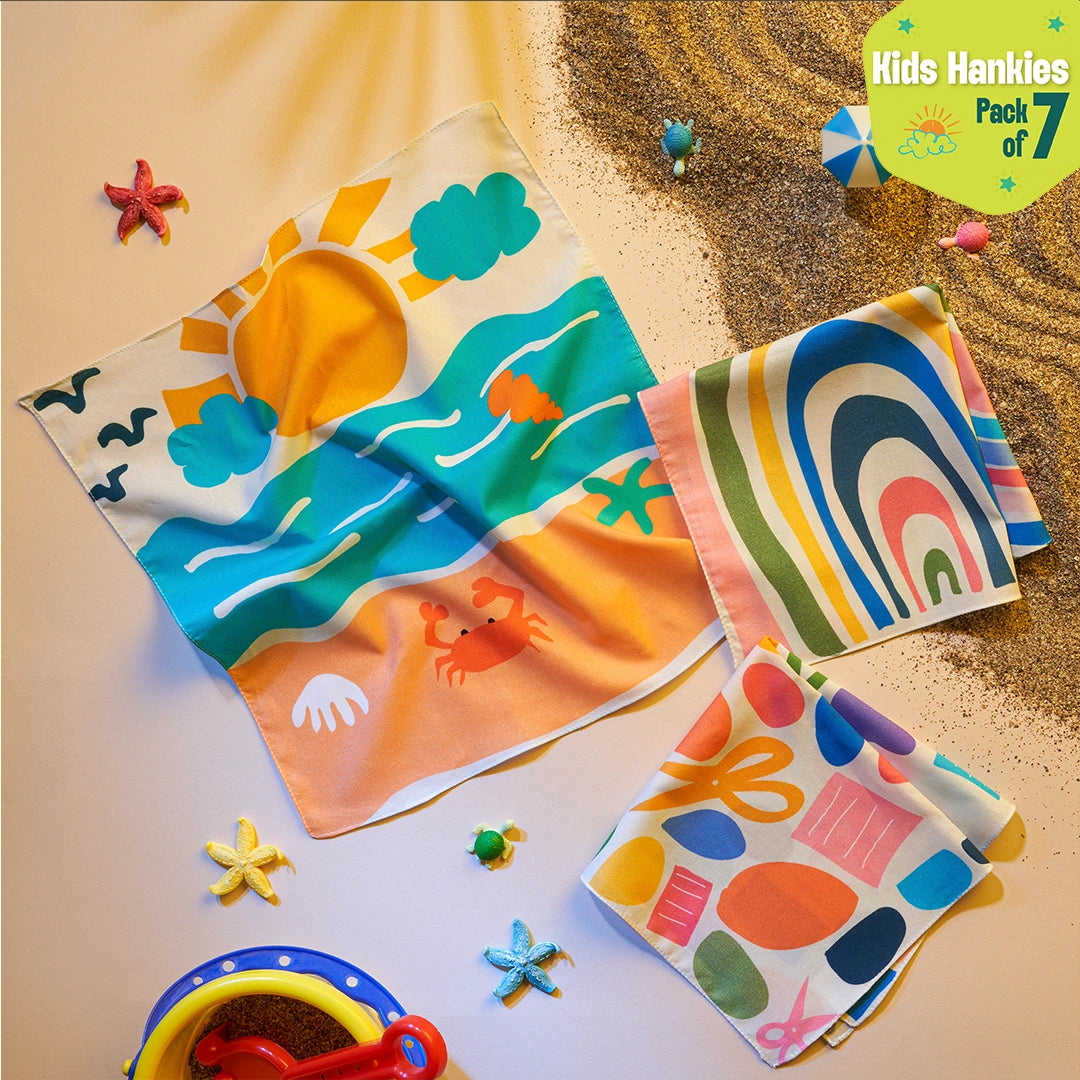 Crafty Games! Unisex Kid's Hankies, 100% Organic Cotton, Pack of 7