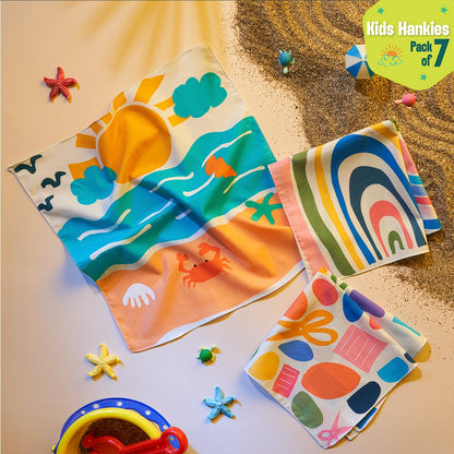 Crafty Games! Unisex Kid's Hankies, 100% Organic Cotton, Pack of 7