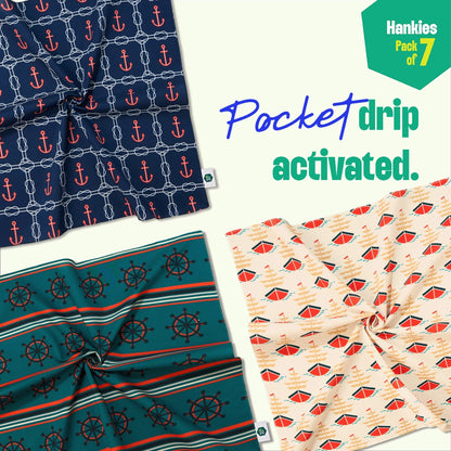 Vitamin Sea! Unisex Hankies, 100% Organic Cotton, Pack of 7