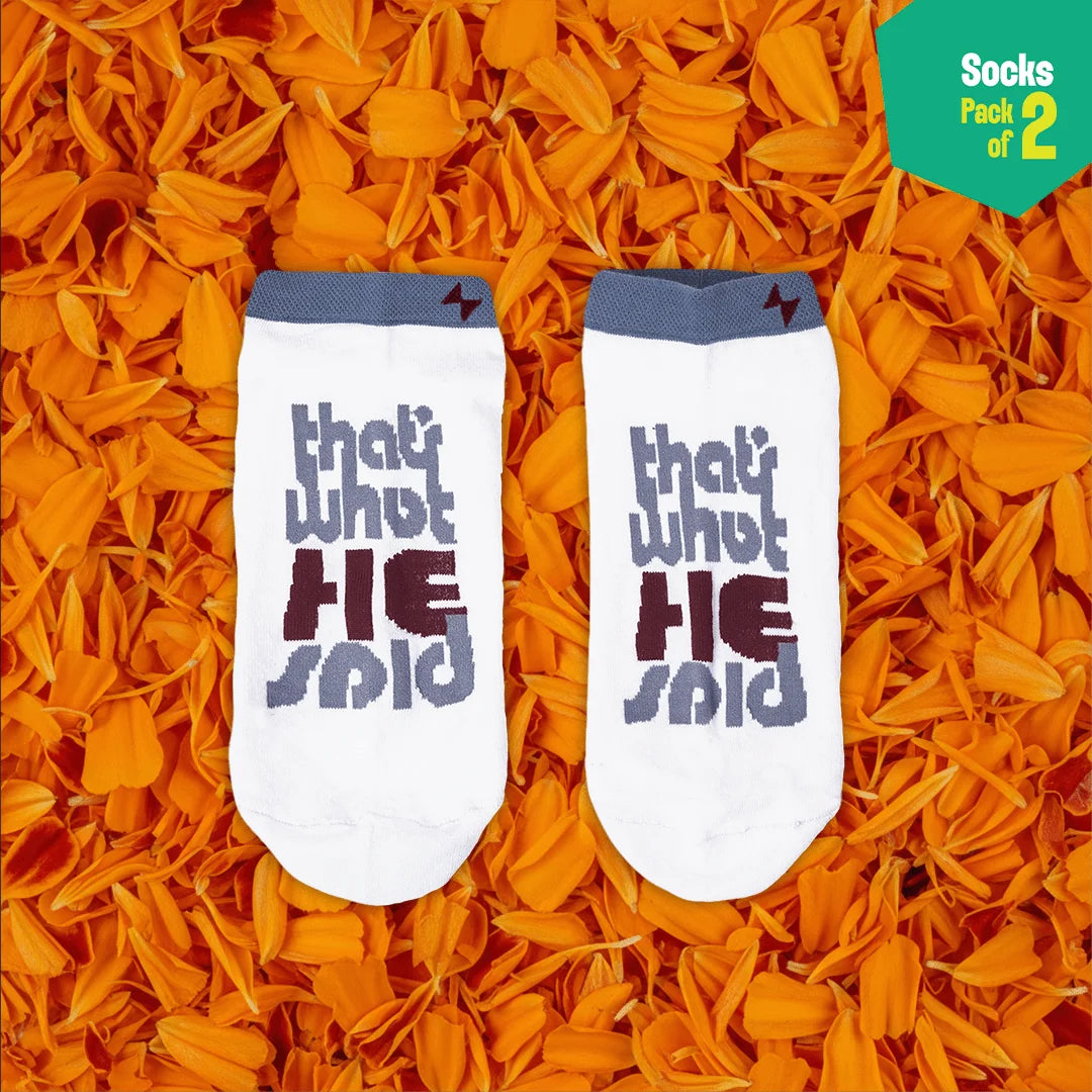 What They Said! Unisex Socks, 100% Organic Cotton, Ankle Length, Pack of 2