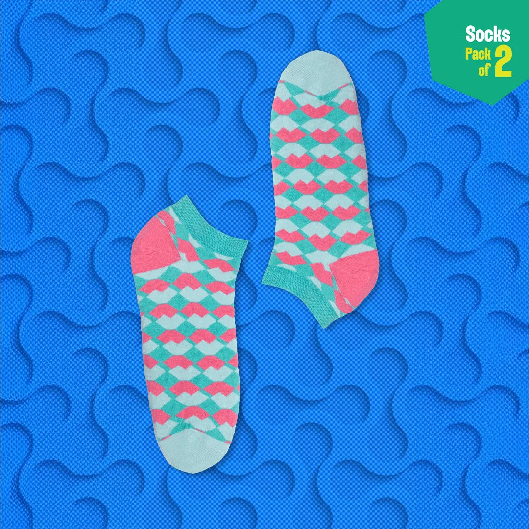 Shape Chiller! Unisex Socks, 100% Organic Cotton, Ankle Length, Pack of 2