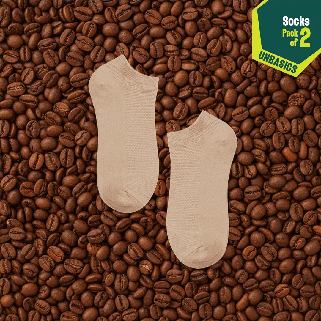 Dusky Latte! Unisex Socks, 100% Organic Cotton, Ankle Length, Pack of 2