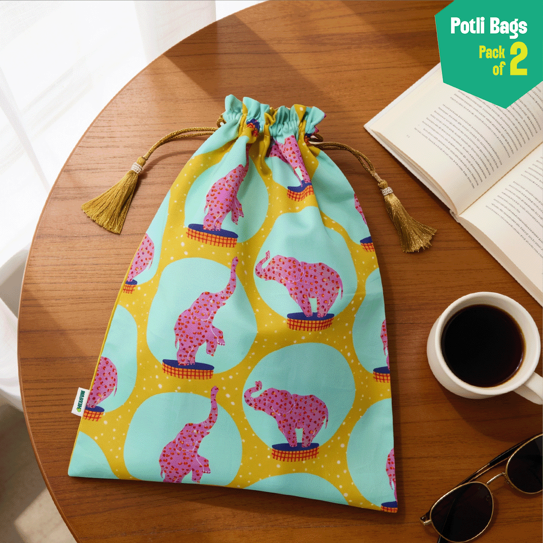 Trunk Tales! Unisex Potli Bags, 100% Cotton, Pack of 2