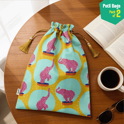 Trunk Tales! Unisex Potli Bags, 100% Cotton, Pack of 2