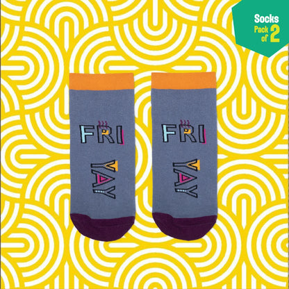 Weekend! Unisex Socks, 100% Organic Cotton, Ankle Length, Pack of 2
