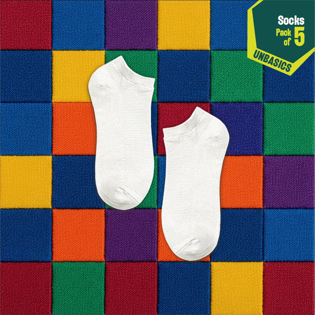 Pastel Palette! Unisex Socks, 100% Organic Cotton, Ankle Length, Pack of 5