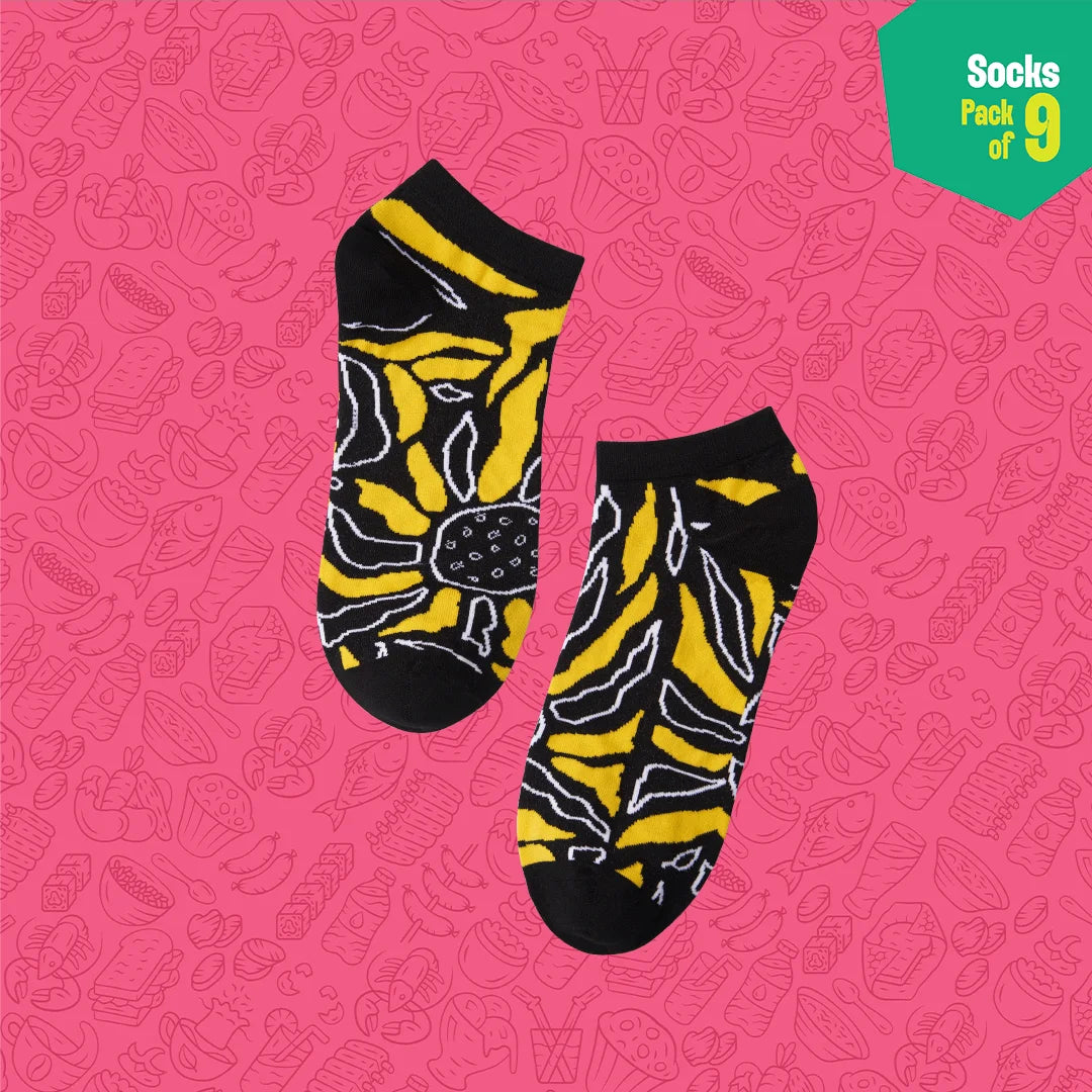 Flex Mode! Unisex Socks, 100% Bamboo, Ankle Length, Pack of 9