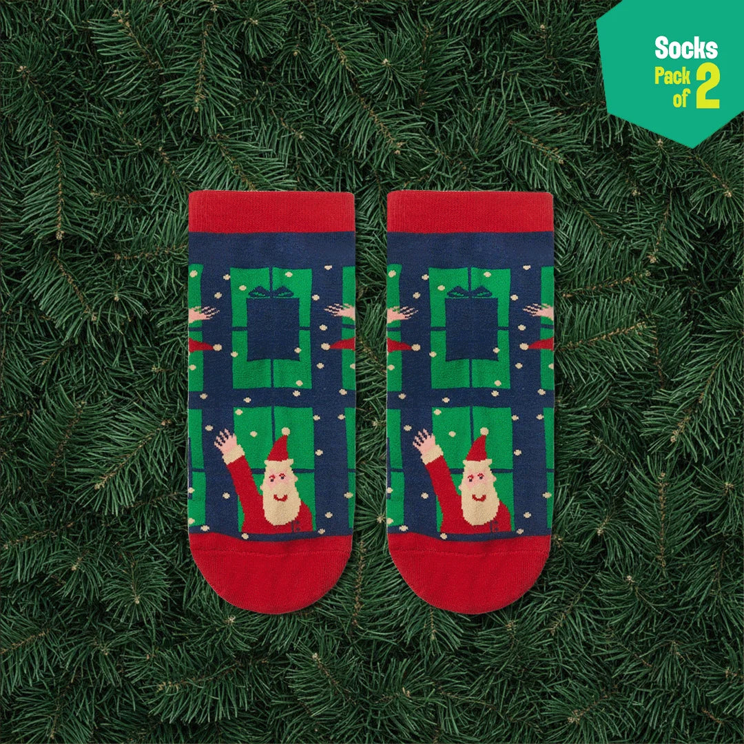 Cozy Holiday! Unisex Socks, 100% Organic Cotton, Ankle Length, Pack of 2