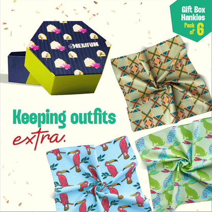 Lot-us Glow! Unisex Hankies, 100% Organic Cotton, Gift Box of 6