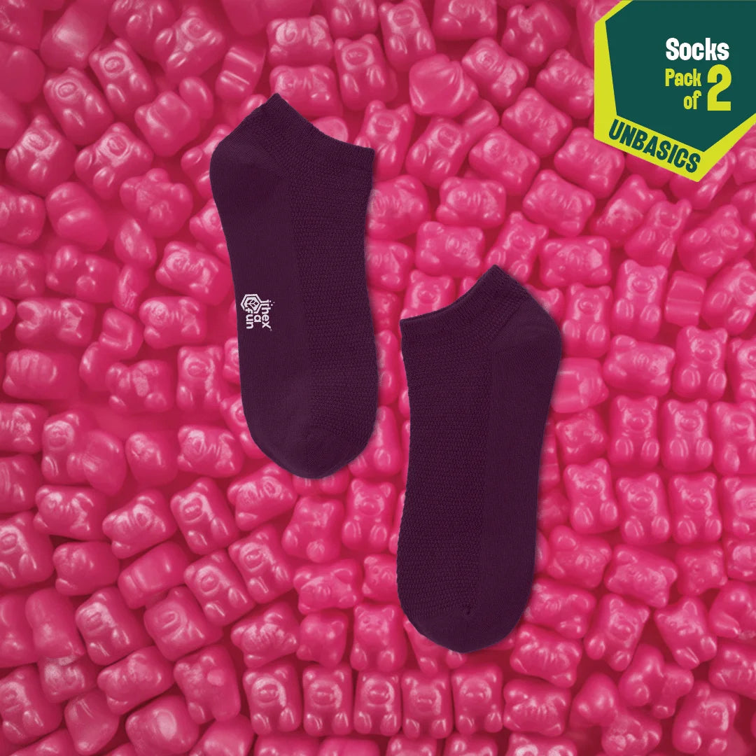 Purple Mania! Unisex Socks, 100% Organic Cotton, Ankle Length, Pack of 2