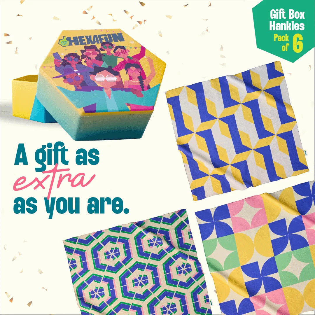 Camera Ready! Unisex Hankies, 100% Organic Cotton, Gift Box of 06