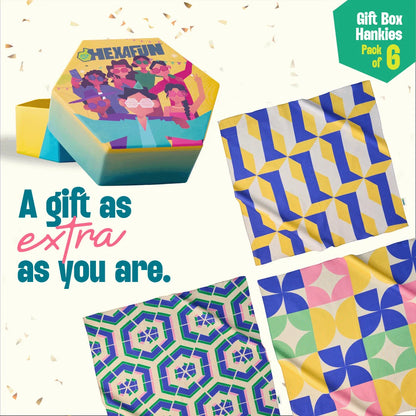 Camera Ready! Unisex Hankies, 100% Organic Cotton, Gift Box of 06