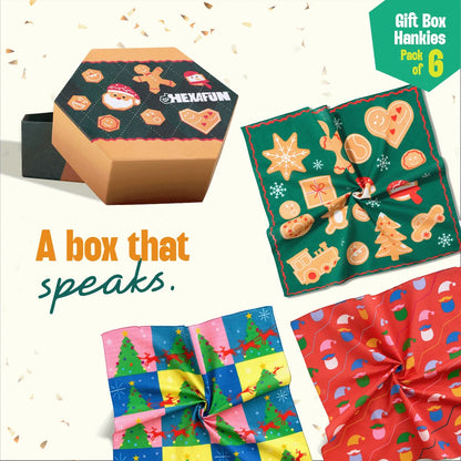 Ginger Bread! Unisex Hankies, 100% Organic Cotton, Gift Box of 6