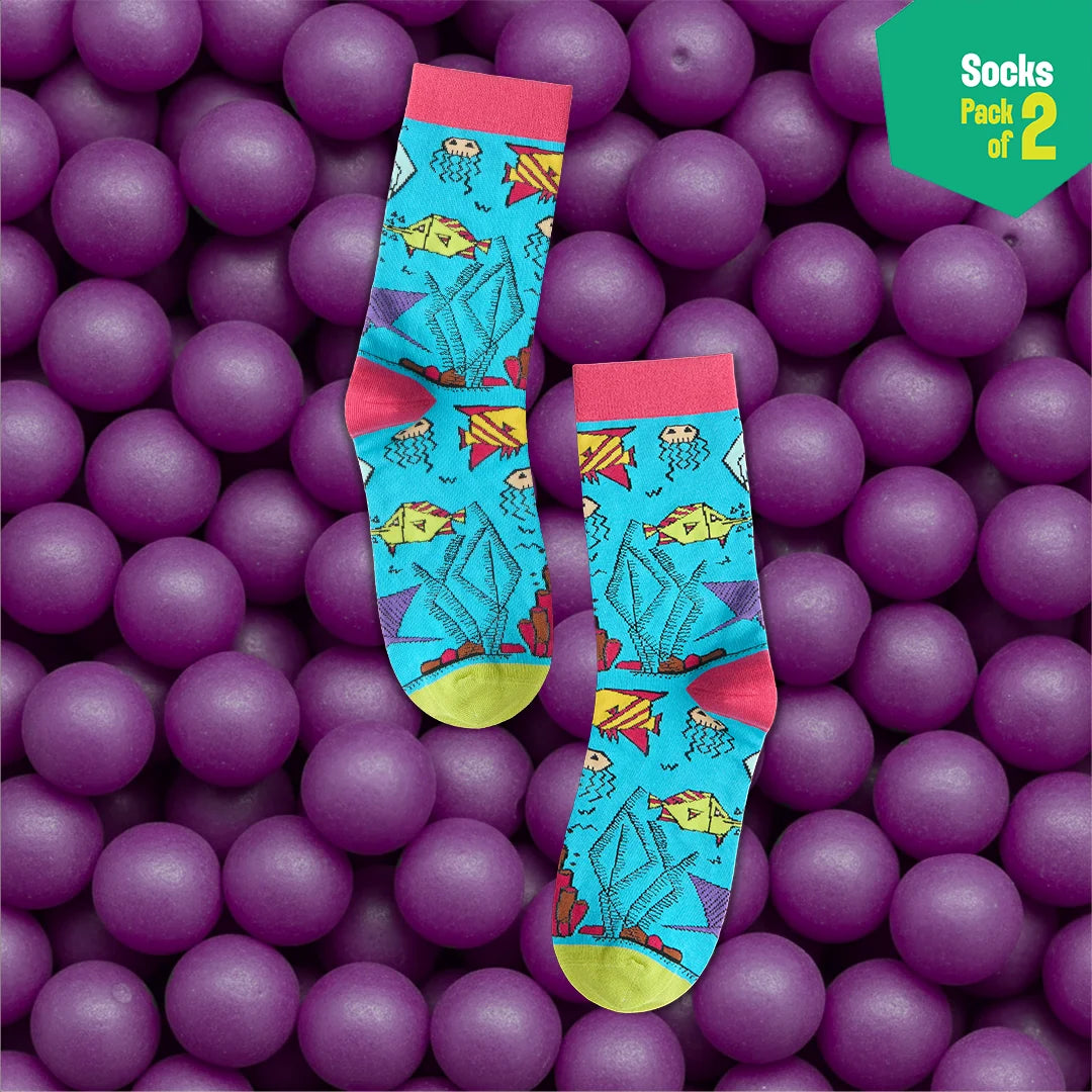 Aqua-world! Unisex Socks, 100% Bamboo, Crew Length, Pack of 2