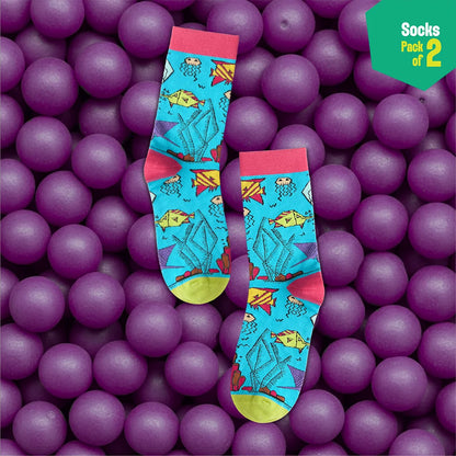 Aqua-world! Unisex Socks, 100% Bamboo, Crew Length, Pack of 2
