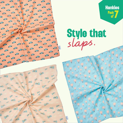Travel Bug! Unisex Hankies, 100% Organic Cotton, Pack of 7