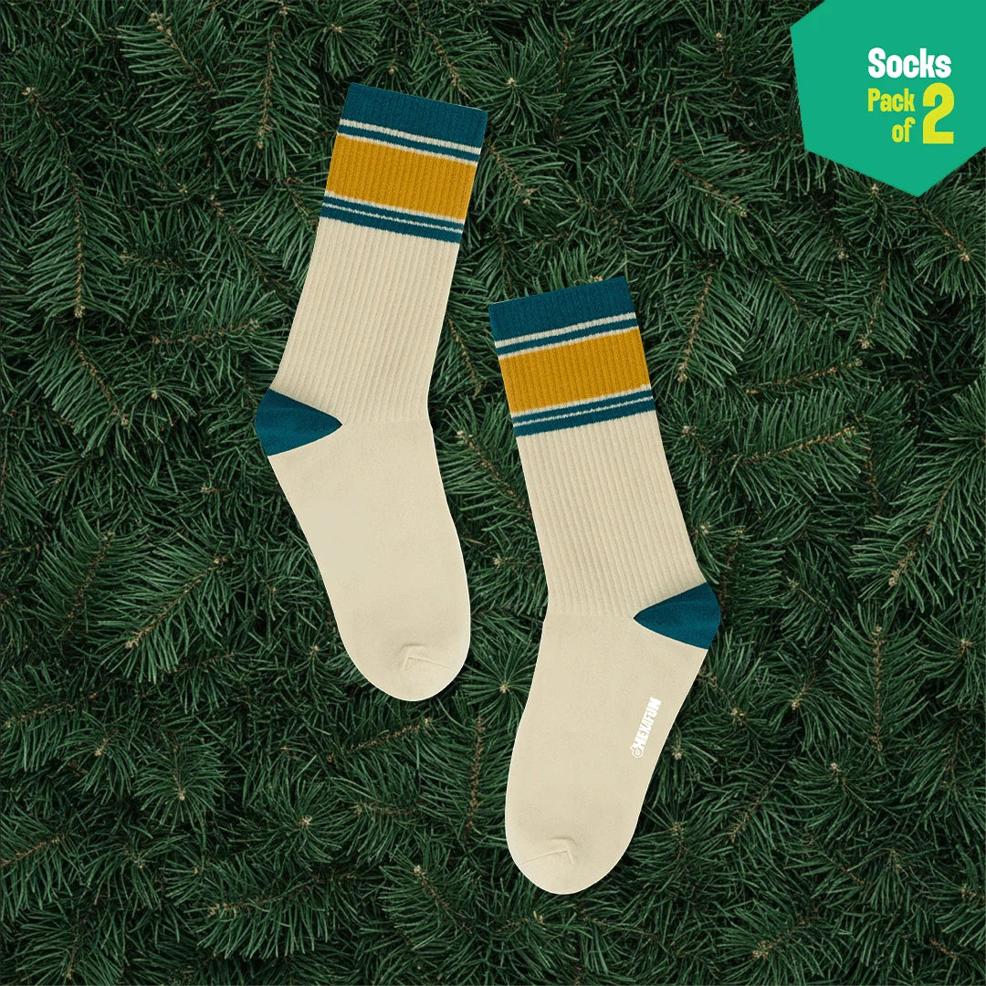 Retro Remix! Unisex Socks, 100% Bamboo, Crew Length, Pack of 2