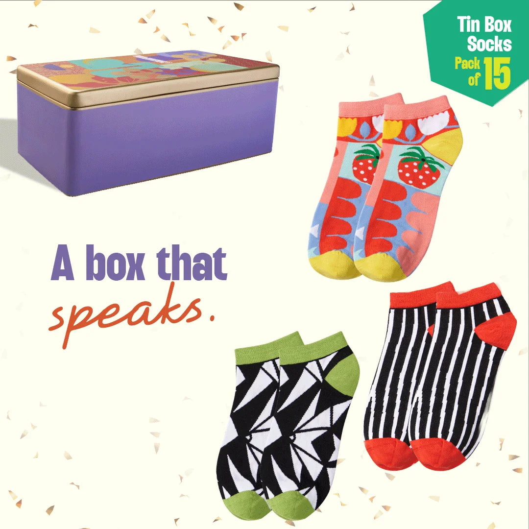 Floral Bloom! Tin Gift Box, Unisex Ankle Length, 100% Bamboo, Box Of 15