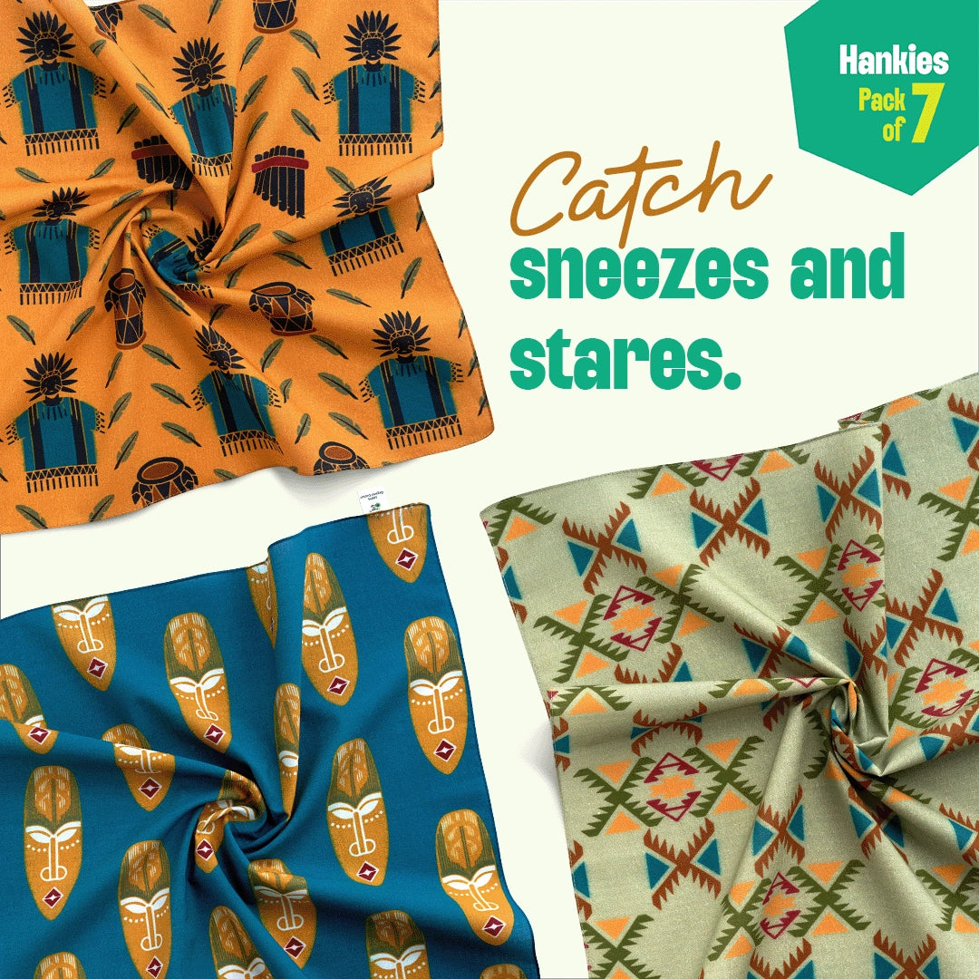 Out Of Woods! Unisex Hankies, 100% Organic Cotton, Pack of 7
